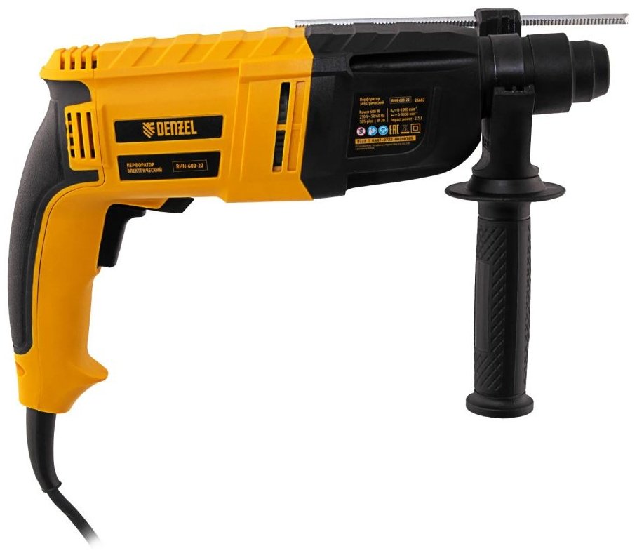 Перфоратор DENZEL RHH-600-22 (26602) 2.5 Дж, SDS-Plus купить,0