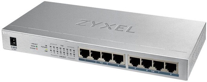 Коммутатор Zyxel GS1008HP-EU0101F серебристый