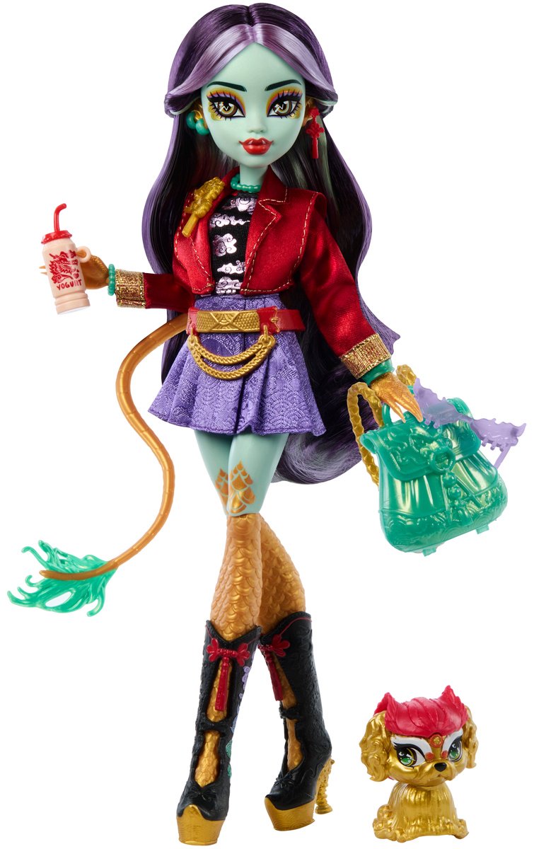 Кукла-модель Monster High Джинафаер Лонг с питомцем «Юнь-Юнь» 28 см