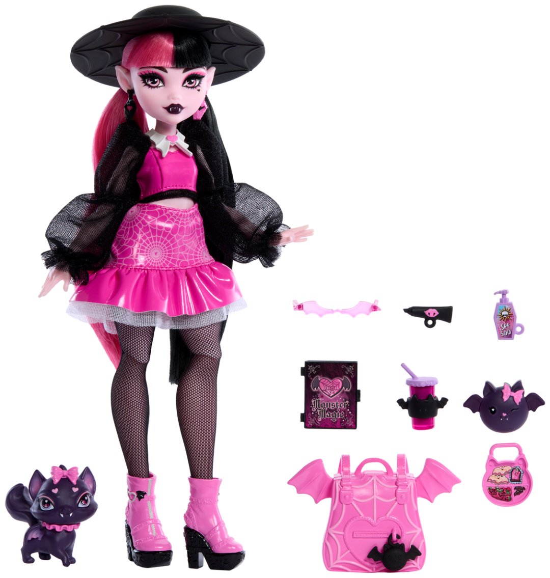 Кукла-модель Monster High Дракулаура с питомцем Bat-Cat Count Fabulous 28 см купить,NaN