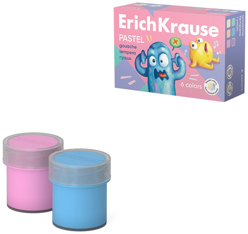 Краски Erich Krause Jolly Friends Pastel 61418 мультиколор 6 шт купить,NaN