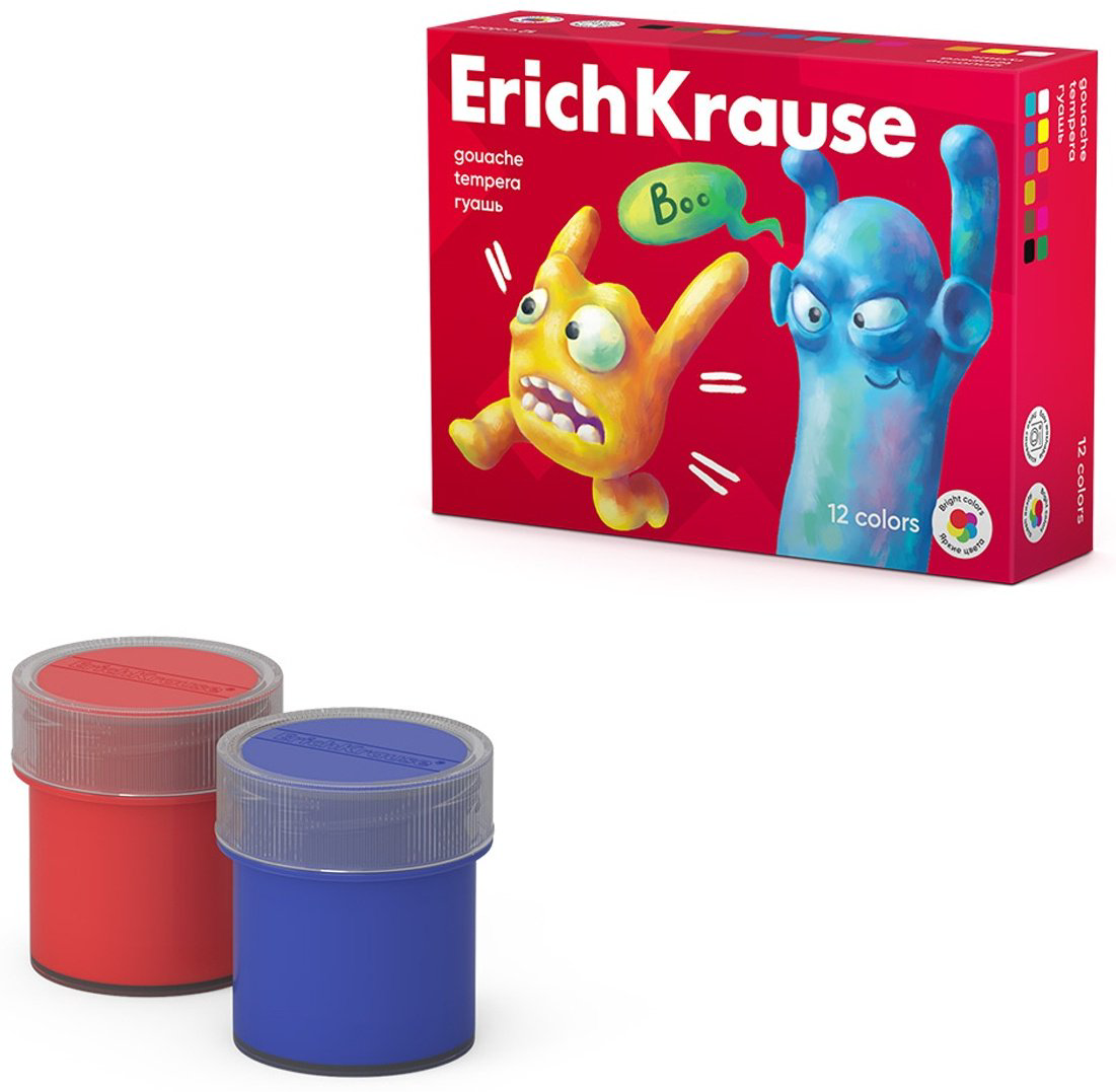Краски Erich Krause Jolly Friends 61415 мультиколор 12 шт купить,NaN