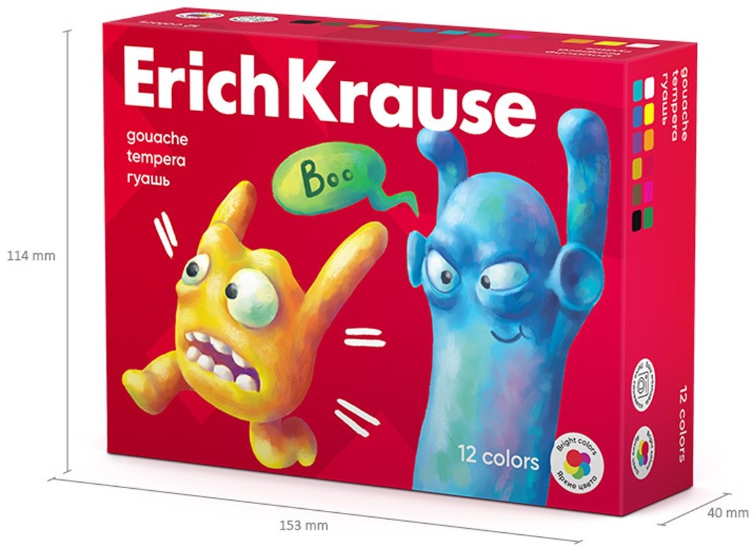 Краски Erich Krause Jolly Friends 61415 мультиколор 12 шт купить,NaN