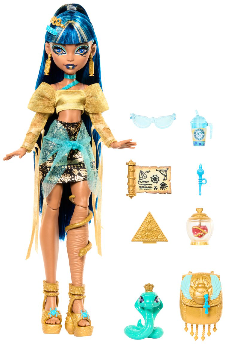 Кукла-модель Monster High Клео Де Нил с питомцем-змеей Хиссет 27 см купить,NaN
