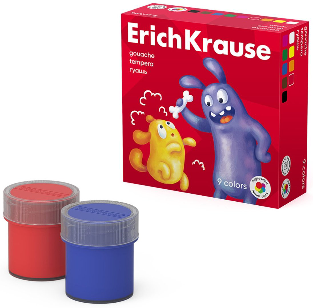 Краски Erich Krause Jolly Friends 61414 мультиколор 9 шт купить,NaN