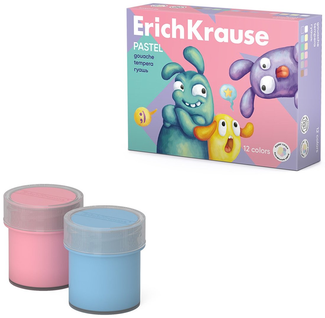 Краски Erich Krause Pastel 61419 мультиколор 12 шт купить,NaN