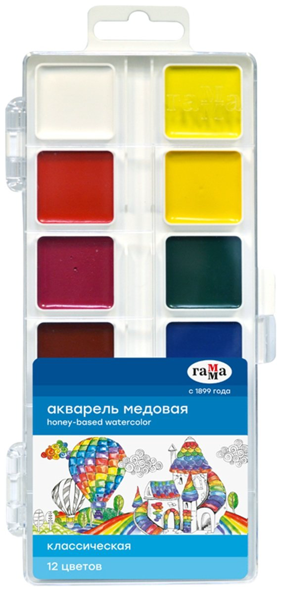 Краски Акварельные Гамма 1009194 ассорти 12 шт 15 мл купить,NaN