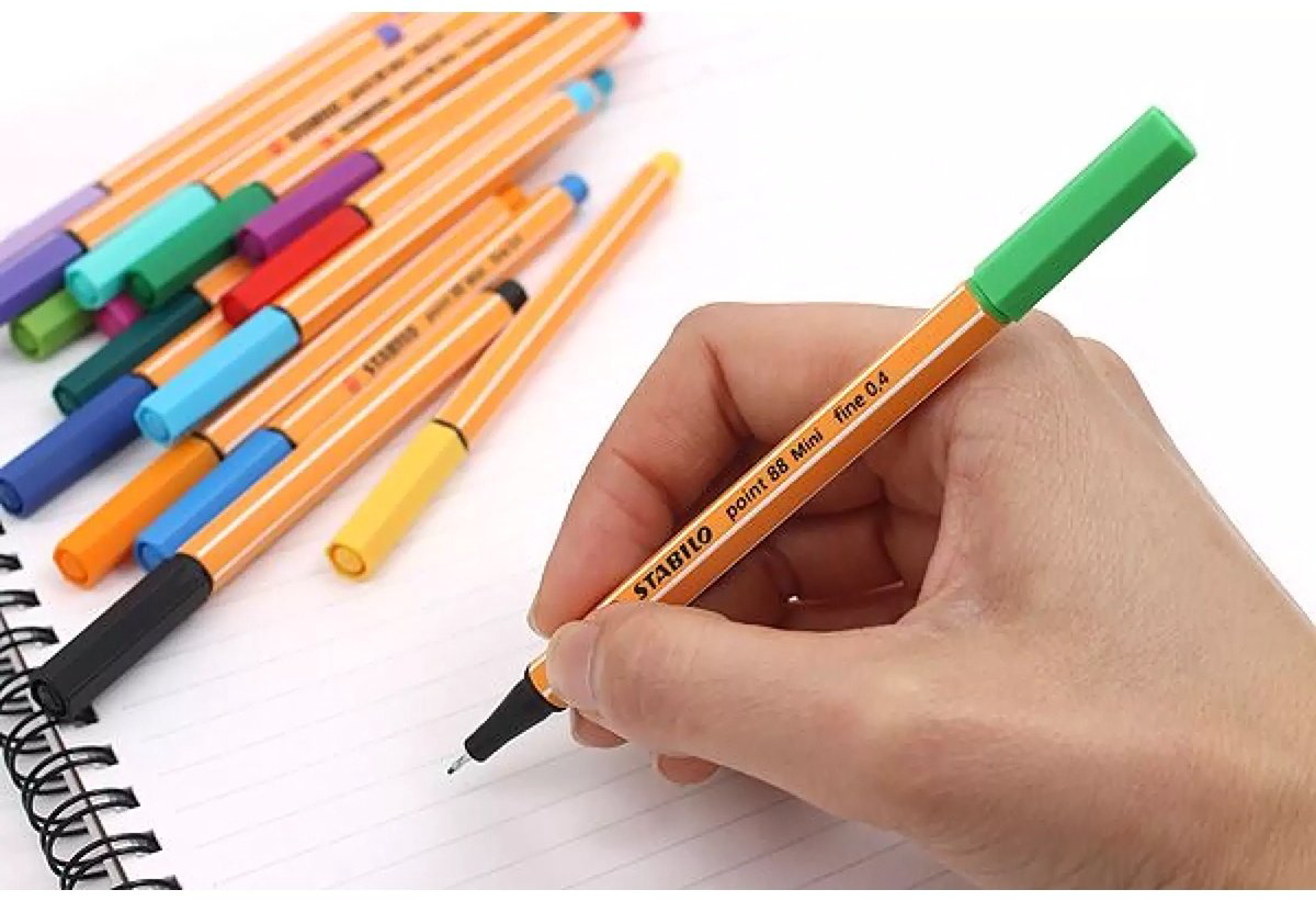 Ручка капиллярная STABILO point 88 mini 12 шт, 0.4 мм, цвет чернил черный, желтый, красный, голубой, синий, зеленый купить,NaN