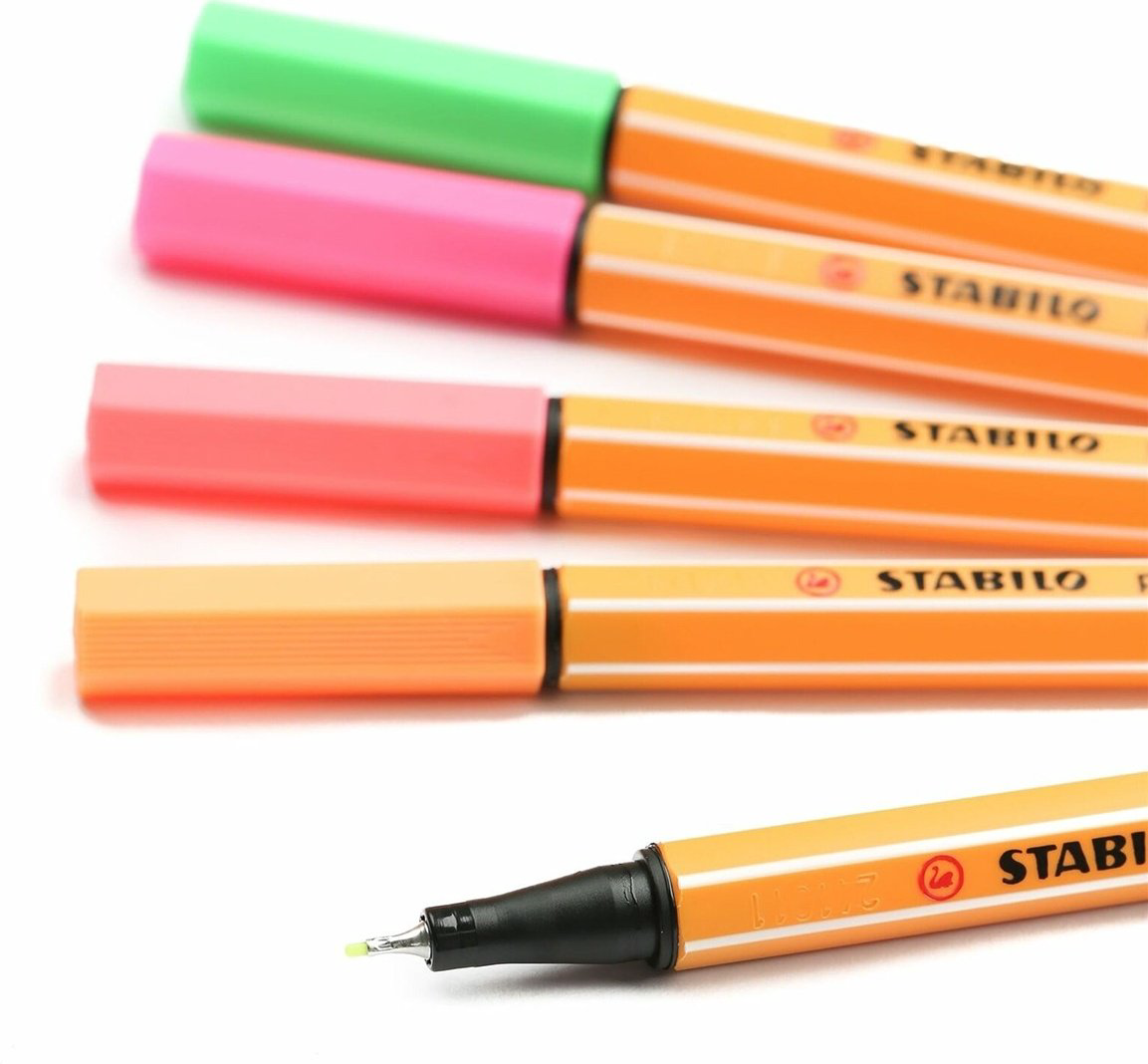 Ручка капиллярная STABILO point 88 mini 12 шт, 0.4 мм, цвет чернил черный, желтый, красный, голубой, синий, зеленый купить,NaN