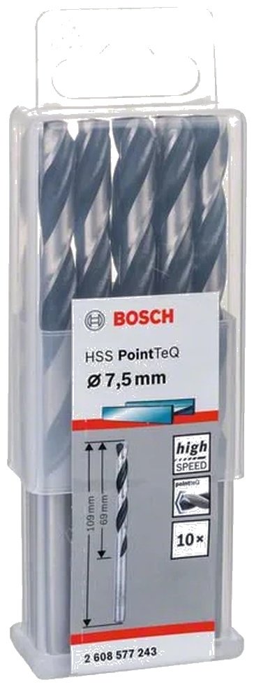 Сверло Bosch по металлу, спиральное 2608577243 7.5 мм, 1 шт.