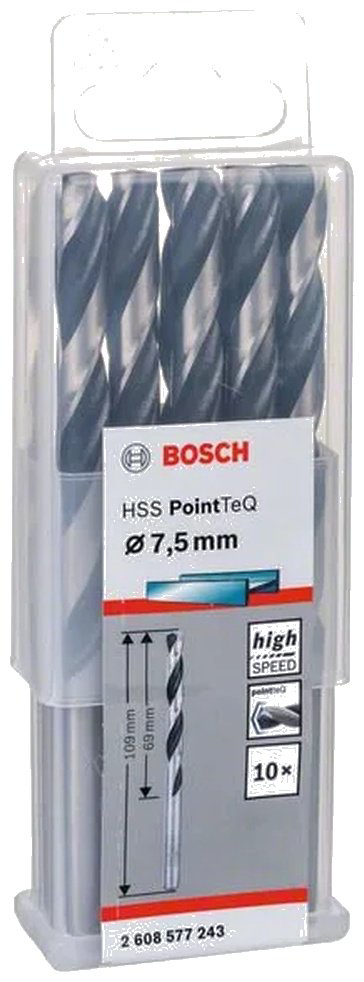 Сверло Bosch по металлу, спиральное 2608577243 7.5 мм, 1 шт.