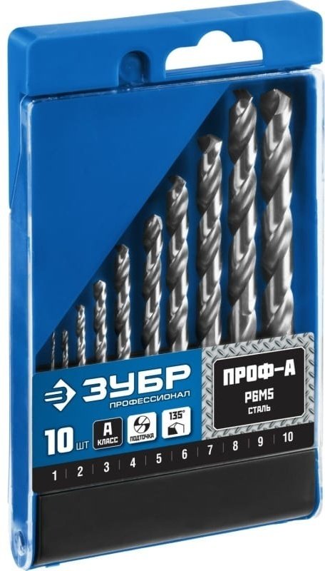 Сверло ЗУБР набор, по металлу 29625-H10 10 мм, 10 шт. купить,0