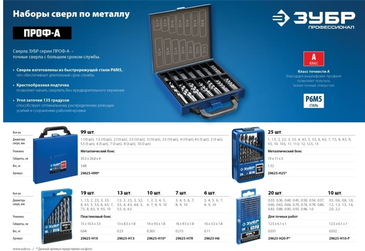 Сверло ЗУБР набор, по металлу 29625-H10 10 мм, 10 шт. купить,0