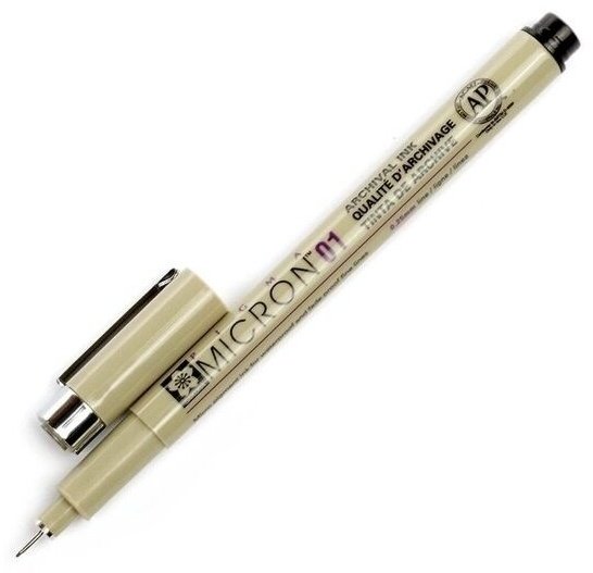 Ручка линер SAKURA Pigma Micron 01 XSDK01#49 1 шт, 0.25 мм, цвет чернил черный