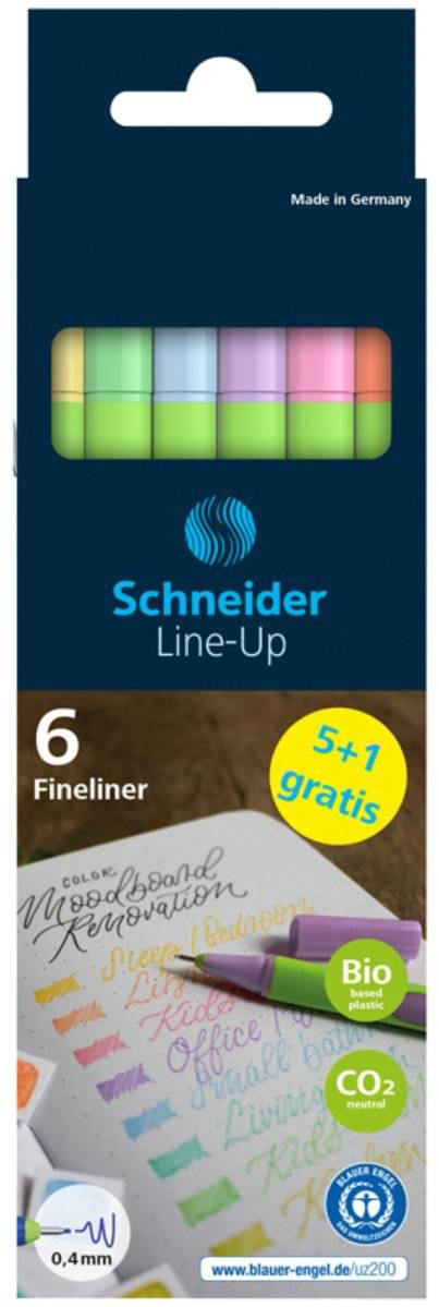 Ручка капиллярная Schneider Line-Up Pastel 6 шт, 0.4 мм, цвет чернил мультиколор купить,NaN