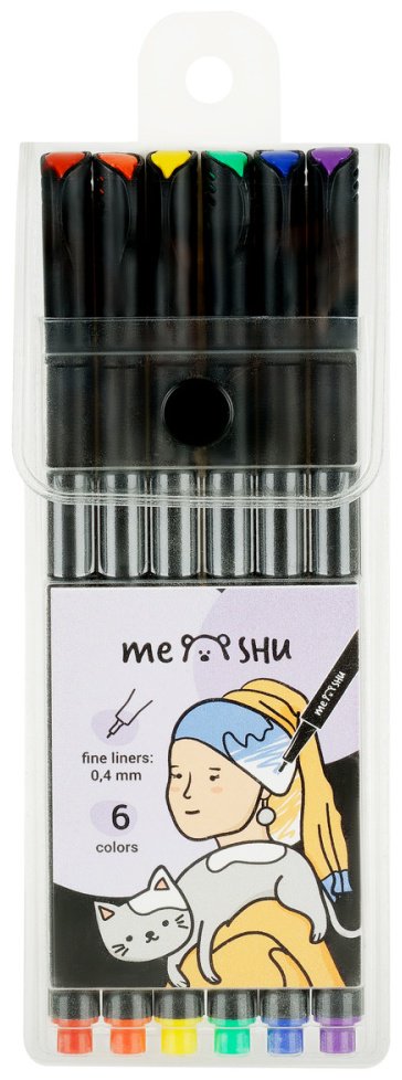 Ручка капиллярная MESHU MS_53577 6 шт, 0.4 мм, цвет чернил мультиколор