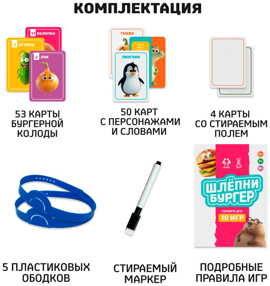 Настольная игра Банда умников Шлепни бургер купить,NaN