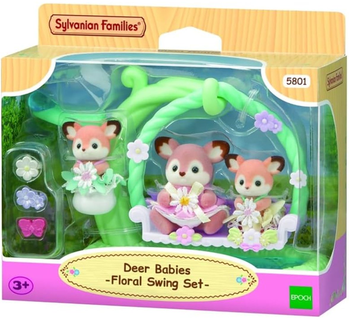 Набор Малыши оленята на цветочных качелях Sylvanian Families купить,0