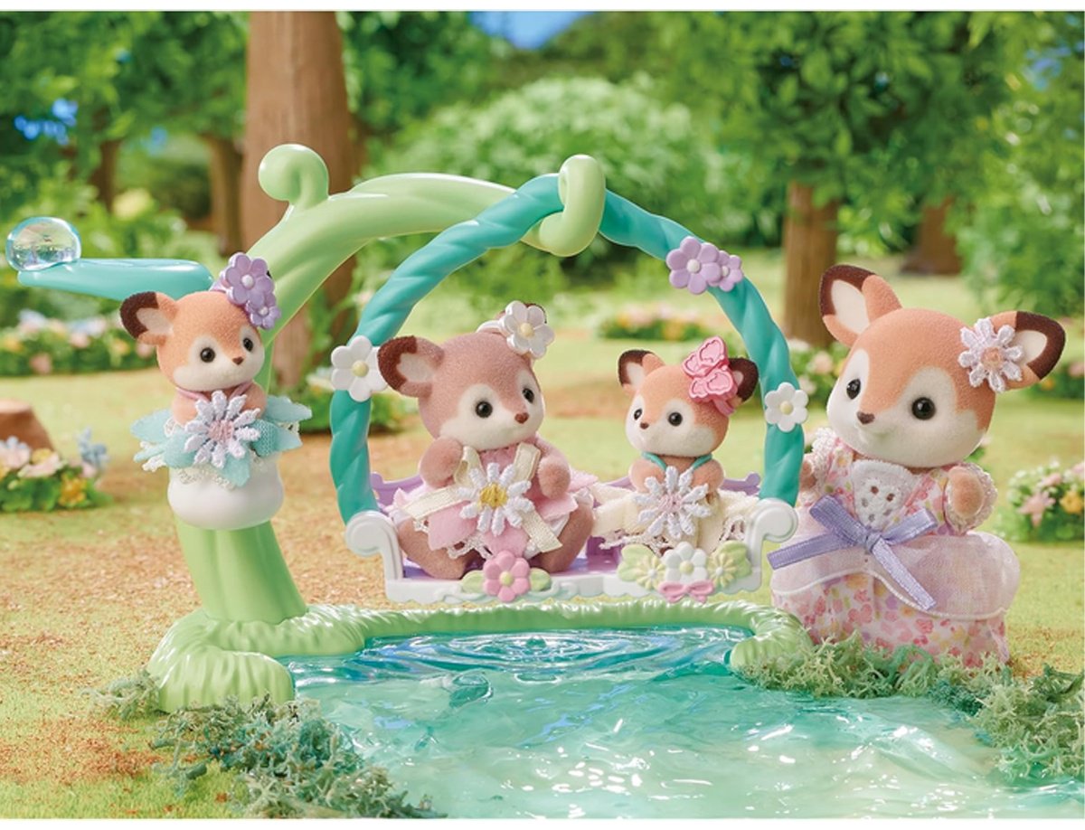 Набор Малыши оленята на цветочных качелях Sylvanian Families купить,0