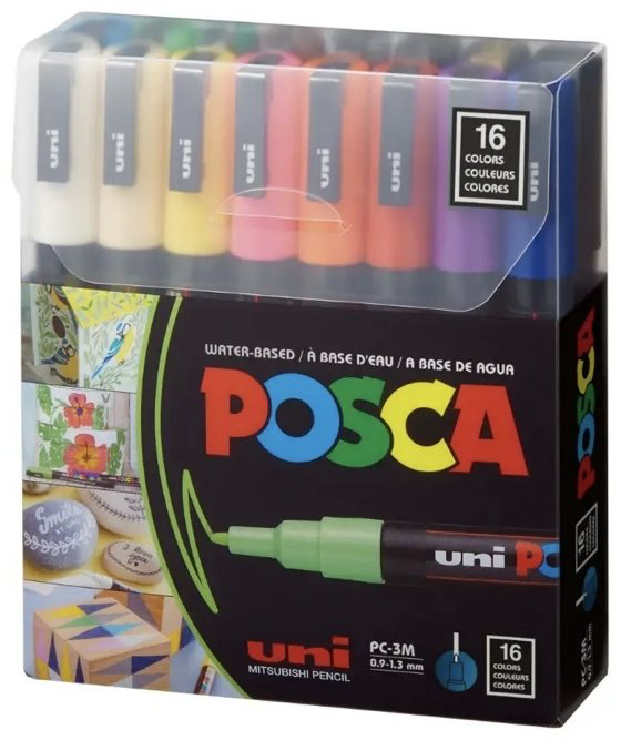 Художественный маркер POSCA PC-3M 16 шт купить,NaN