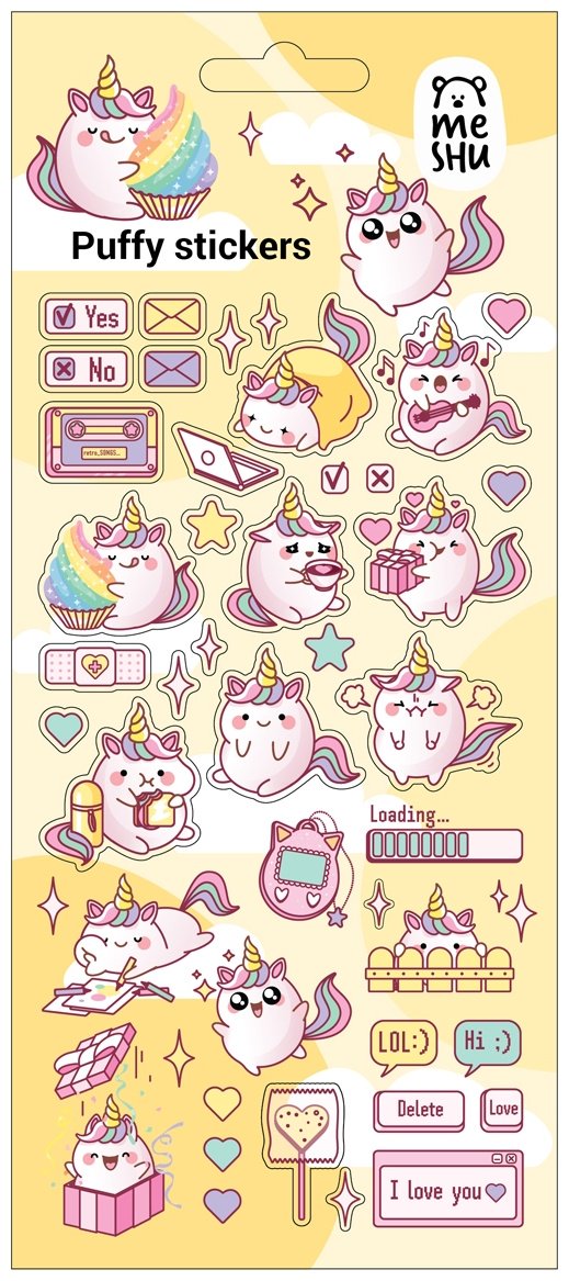 Наклейки Лист MESHU Cute unicorn 30