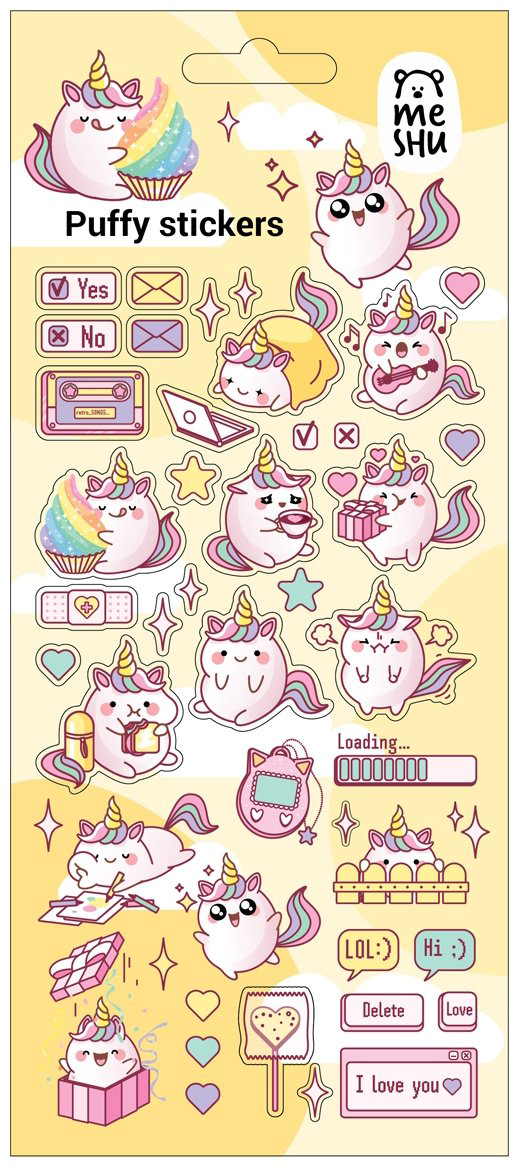 Наклейки Лист MESHU Cute unicorn 30 купить,NaN