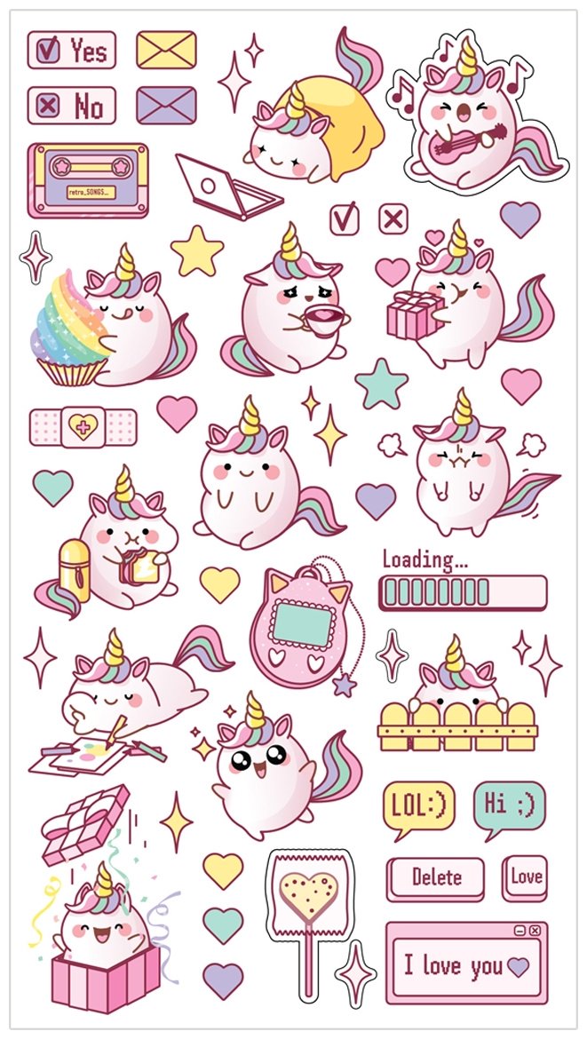 Наклейки Лист MESHU Cute unicorn 30 купить,0