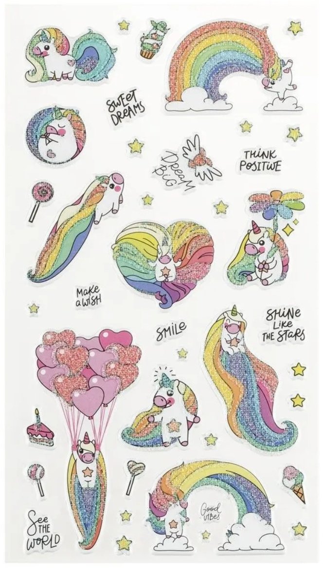 Наклейки Лист MESHU Rainbow unicorn 15 купить,0