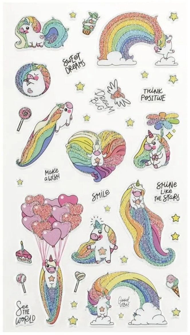 Наклейки Лист MESHU Rainbow unicorn 15 купить,NaN
