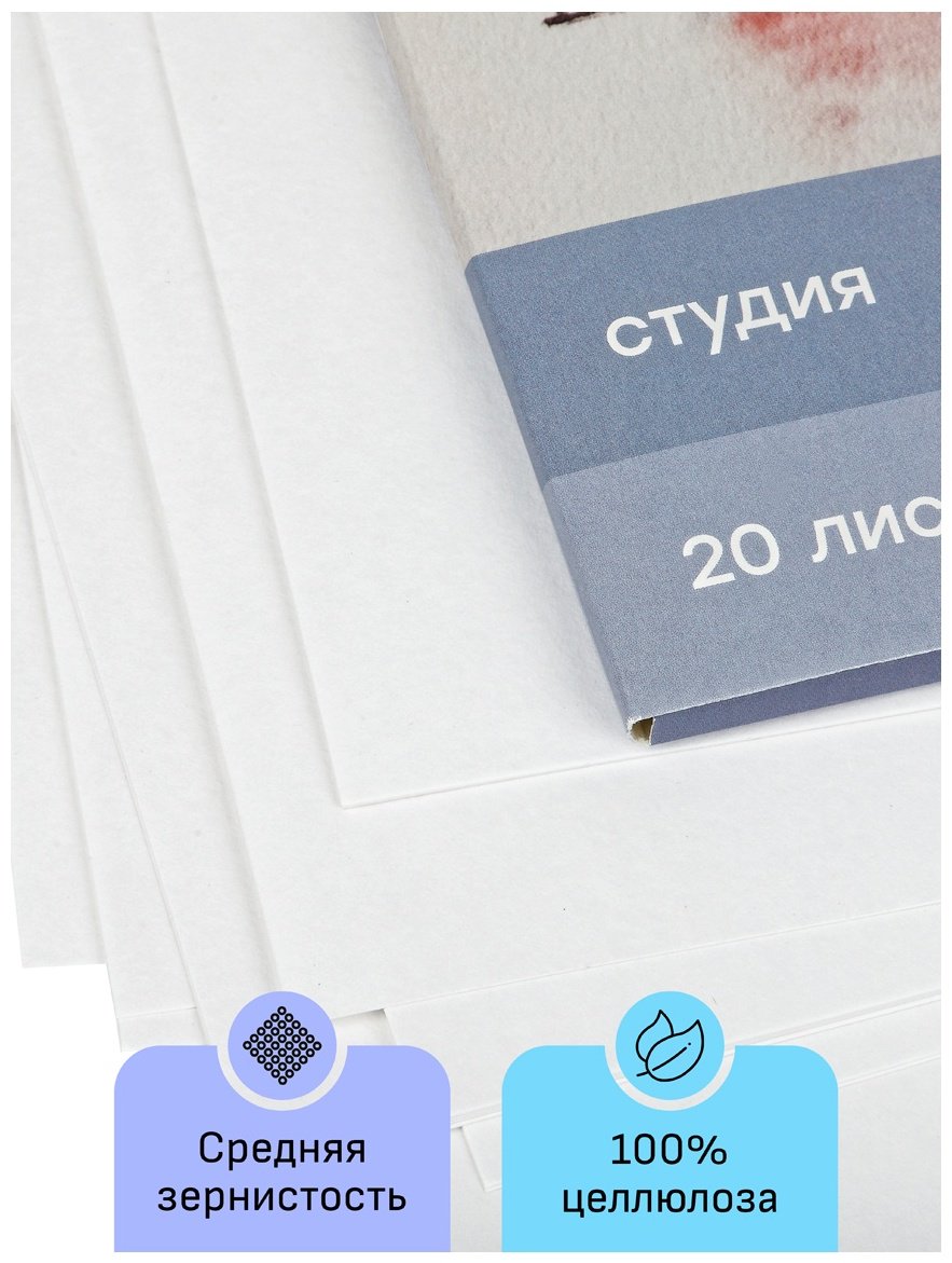 Папка для акварели, 20л., А4 Гамма "Студия", 200г/м2, среднее зерно - ForteMarket Папка для акварели, 20л., А4 Гамма "Студия", 200г/м2, среднее зерно купить,0