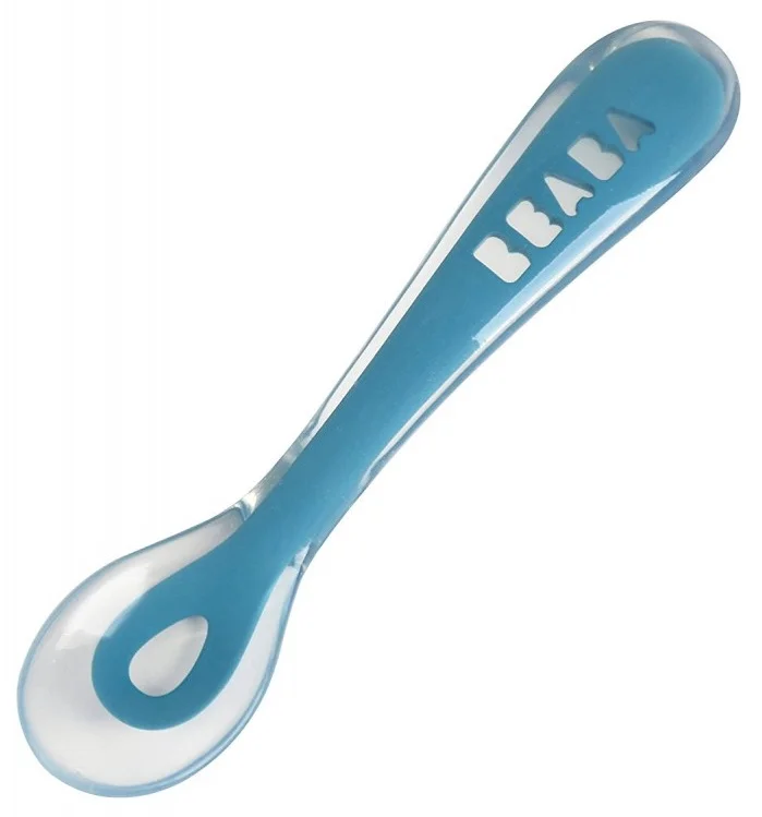 Эргономическая ложка детская Beaba 2nd Age Silicone Spoon 6м+ синяя купить,NaN