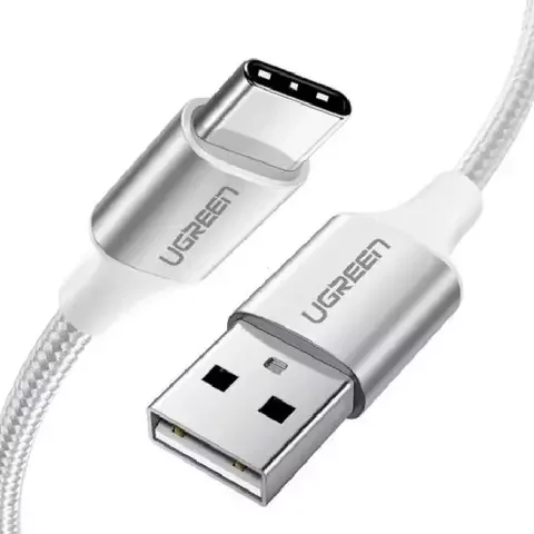 Кабель Ugreen US288 USB-A 2.0 USB-C Nickel Plating Aluminum Braid 1.5m 60132 White