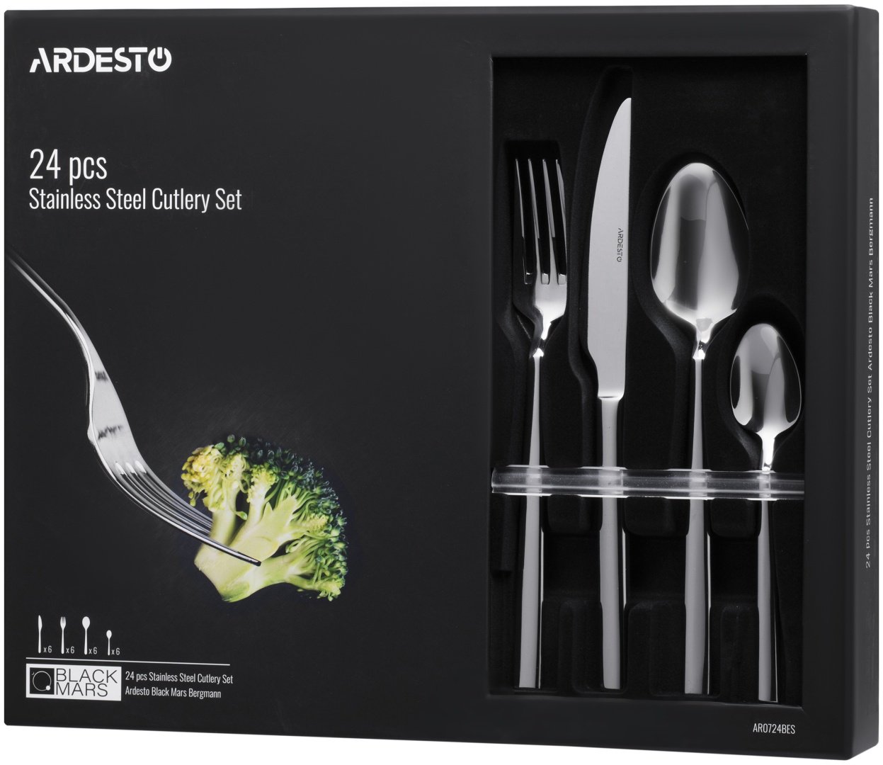 Набор столовых приборов Ardesto 24 шт, серебристый AR0724BES - ForteMarket Набор столовых приборов Ardesto 24 шт, серебристый AR0724BES купить,0