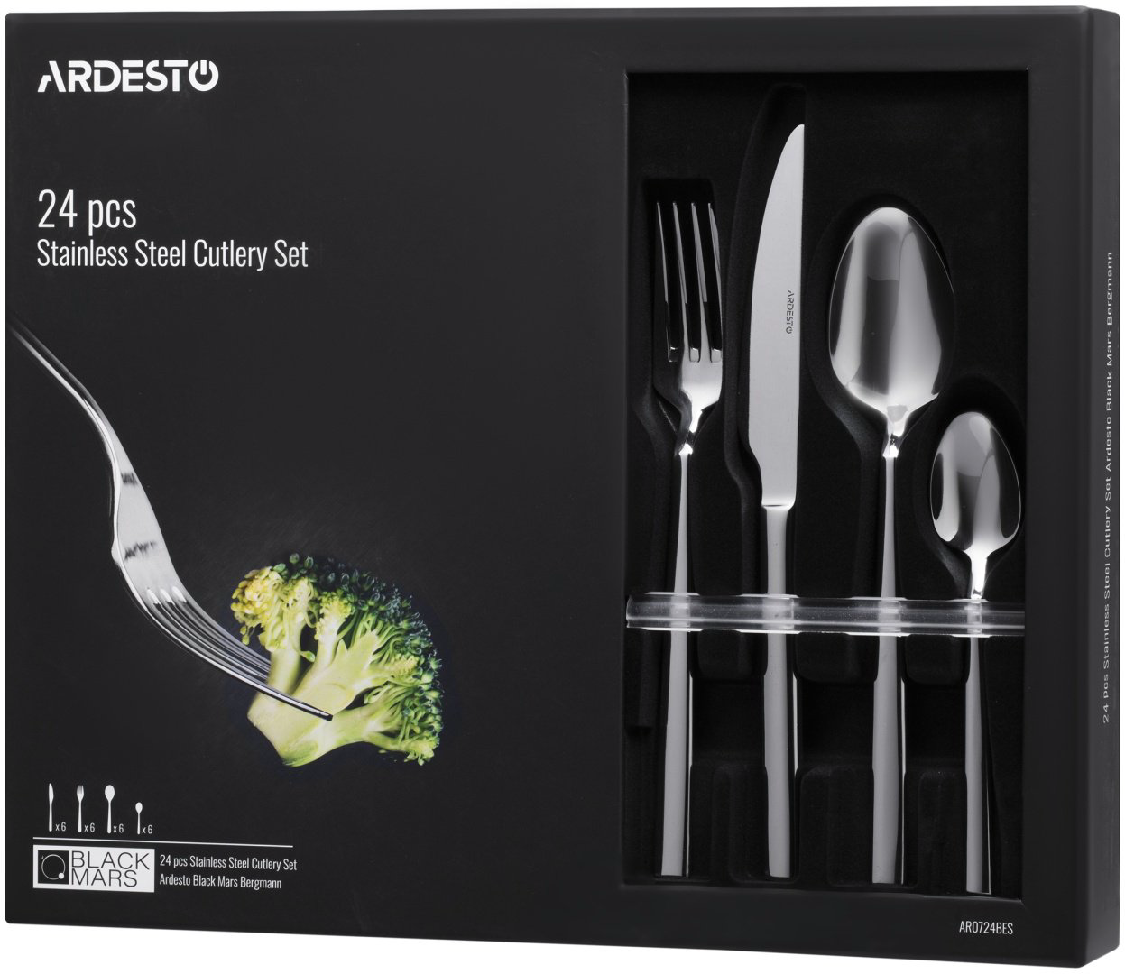 Набор столовых приборов Ardesto 24 шт, серебристый AR0724BES купить,35758