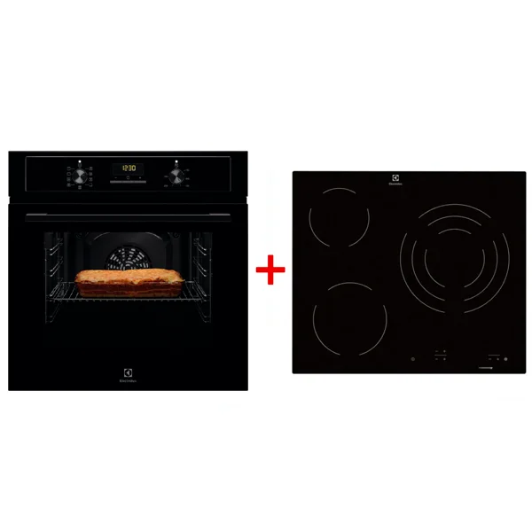 Духовой шкаф ELECTROLUX EOF3H50BK + Варочная поверхность ELECTROLUX EHF6232FOK Black