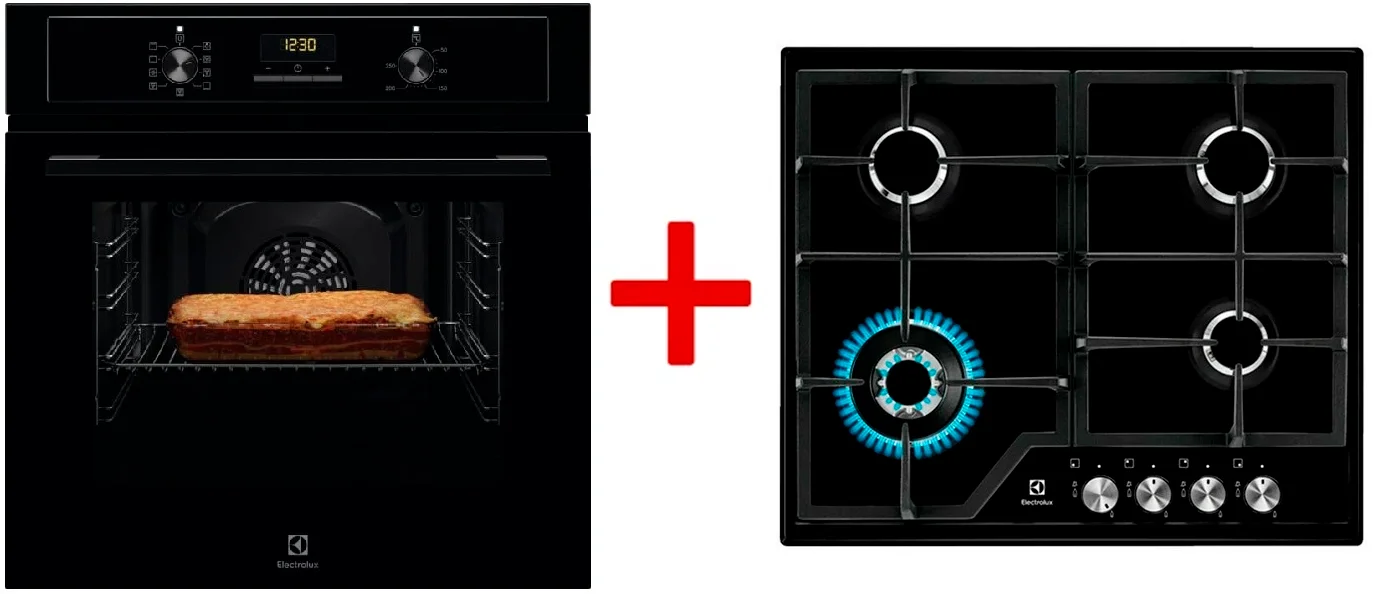 Духовой шкаф ELECTROLUX EOF3H50BK + Варочная поверхность ELECTROLUX EGS6436K Black