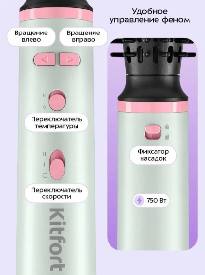 Фен-щетка Kitfort KT-3204 серый