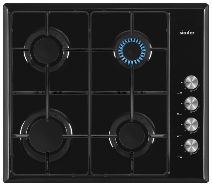 Газовая варочная поверхность Simfer H60Q40B400 черная - ForteMarket Газовая варочная поверхность Simfer H60Q40B400 черная купить,0