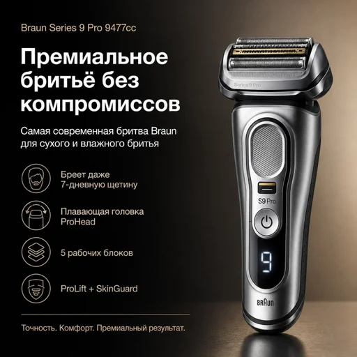 Электробритва Braun Series 9 Pro 9477cc серая