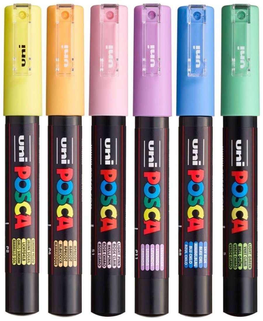 Маркер POSCA 200172, 6 шт, 0.7 мм, мультиколор купить,0