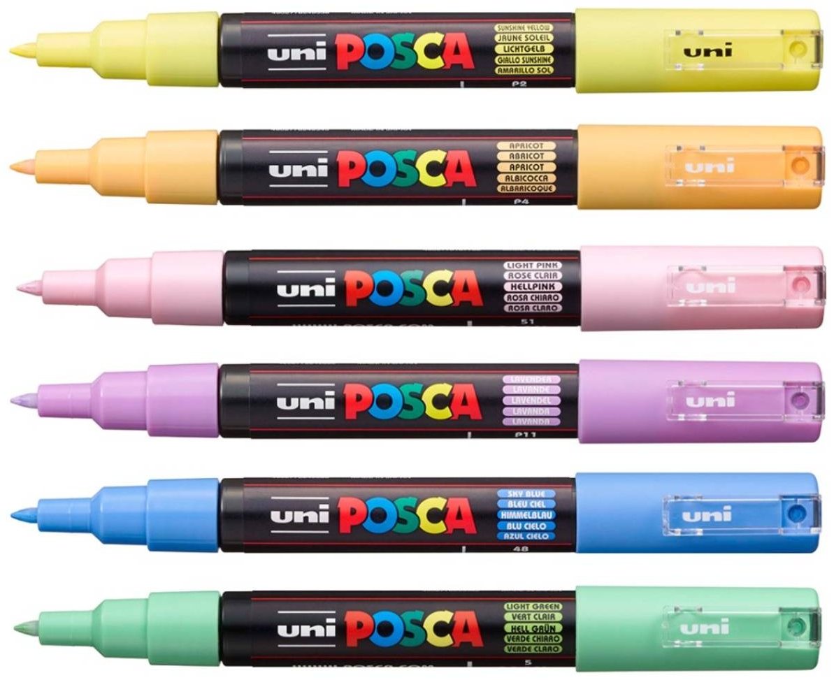 Маркер POSCA 200172, 6 шт, 0.7 мм, мультиколор купить,0