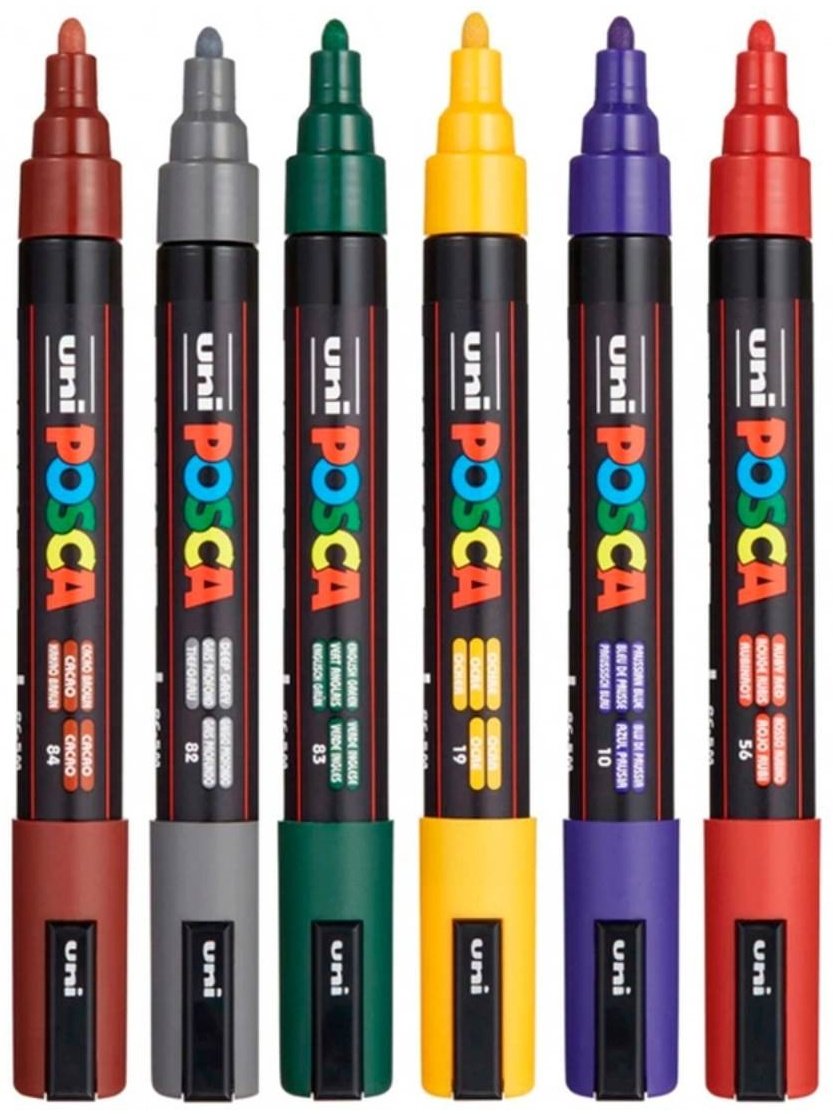 Маркер POSCA 196794, 6 шт, 1.8 мм, мультиколор купить,0