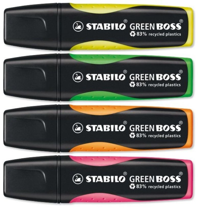Маркер STABILO Boss, 4 цвета + подставка, 4 шт, 2 мм, мультиколор купить,0