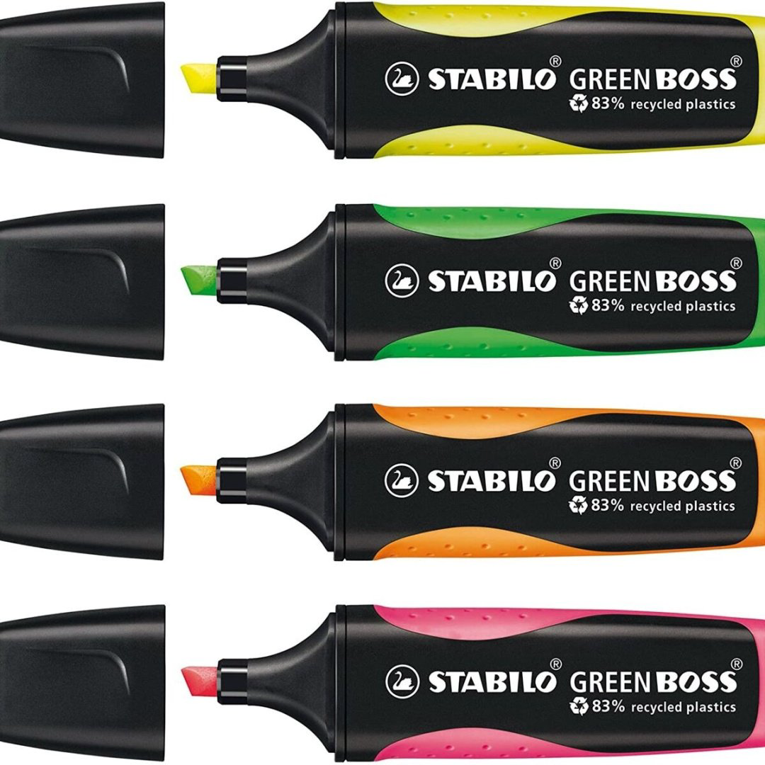 Маркер STABILO Boss, 4 цвета + подставка, 4 шт, 2 мм, мультиколор купить,NaN