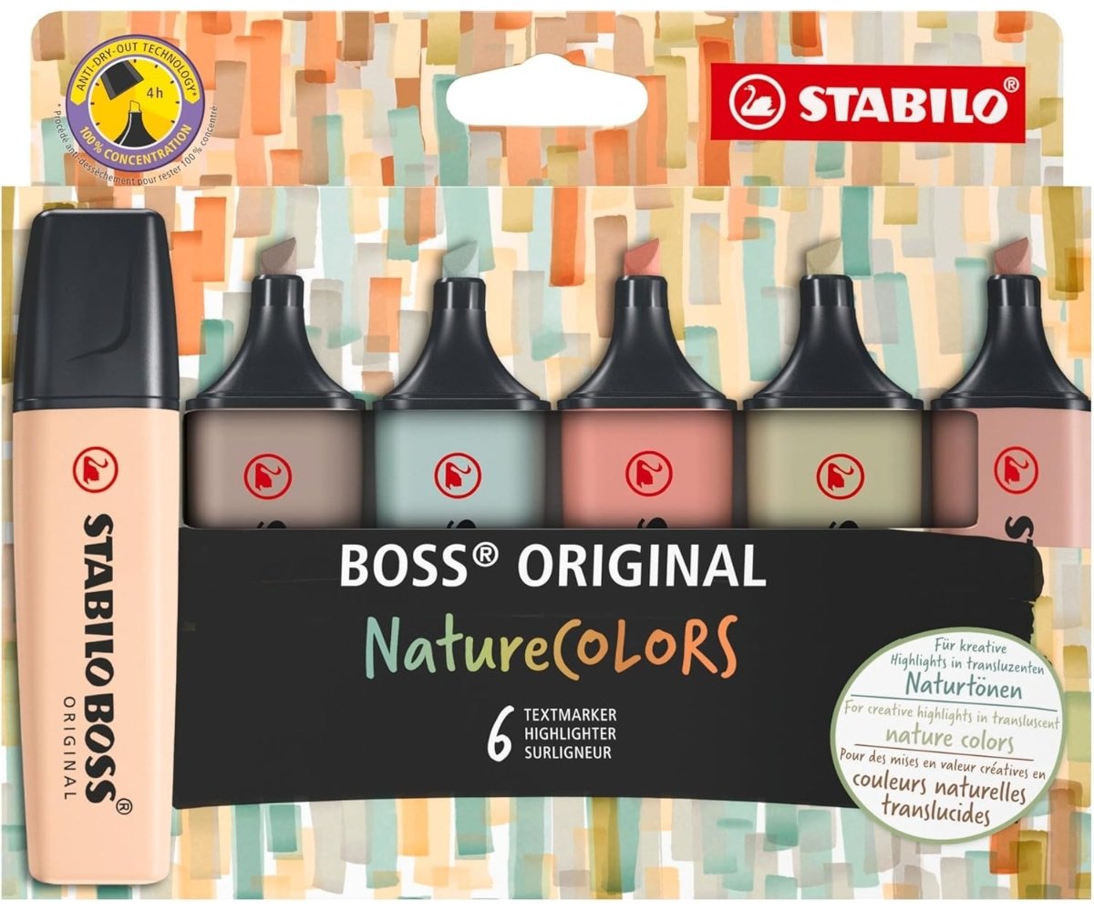 Маркер STABILO Boss Original NATURECOLORS, 6 шт, 2 мм, мультиколор