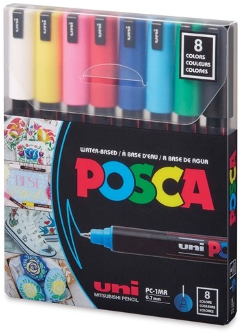 Маркер POSCA MI-PC1MR-08C, 8 шт, 0.7 мм, мультиколор