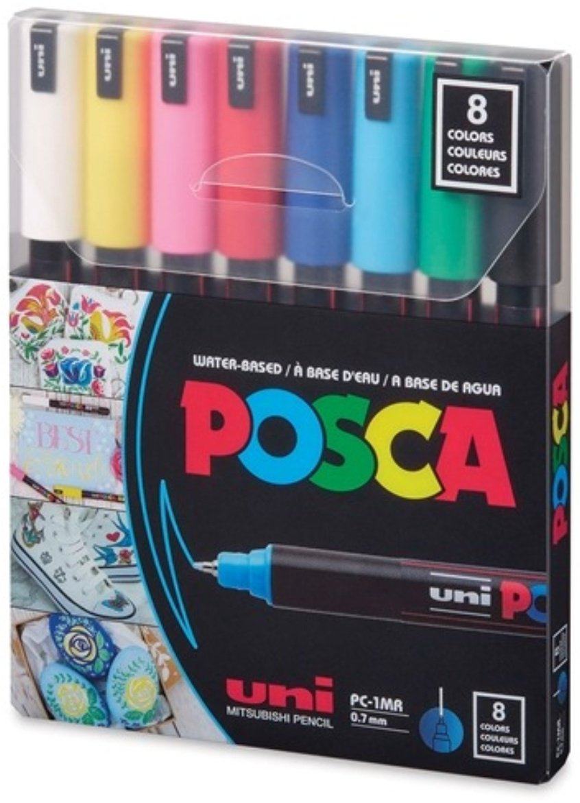 Маркер POSCA MI-PC1MR-08C, 8 шт, 0.7 мм, мультиколор купить,NaN