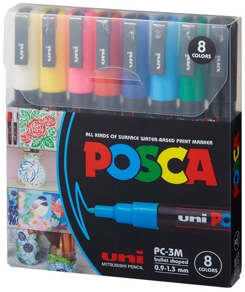Маркер POSCA PC-3M, 8 шт, 0.9 мм, мультиколор