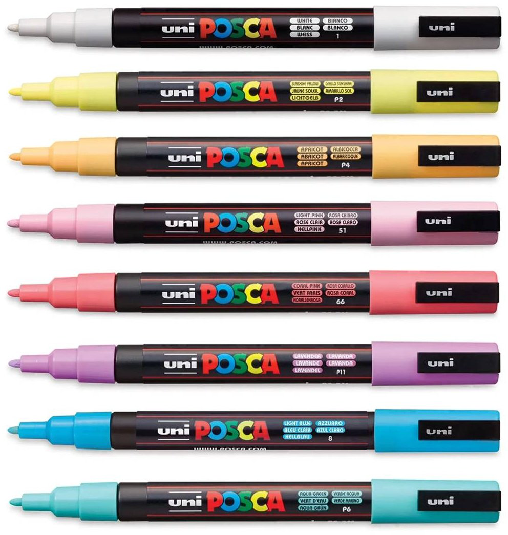 Маркер POSCA PC-3M, 8 шт, 0.9 мм, мультиколор купить,NaN