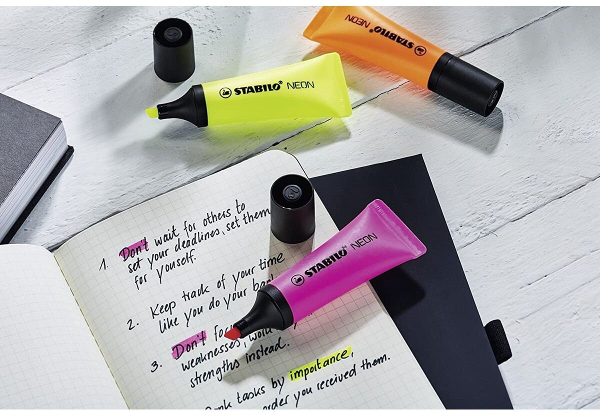 Маркер STABILO 72/4-1 Neon, 4 шт, 5 мм, желтый, зеленый, розовый, оранжевый купить,NaN